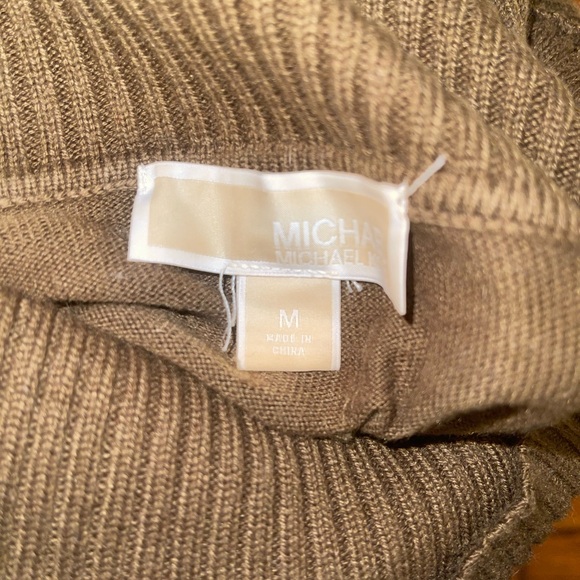 MICHAEL Michael Kors brown Cowl Neck Sweater with Fringe top shirt Medium - Picture 3 of 5